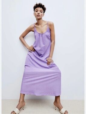 Zara size s lavender Spaghetti Strap Maxi Dress loose fit relaxed